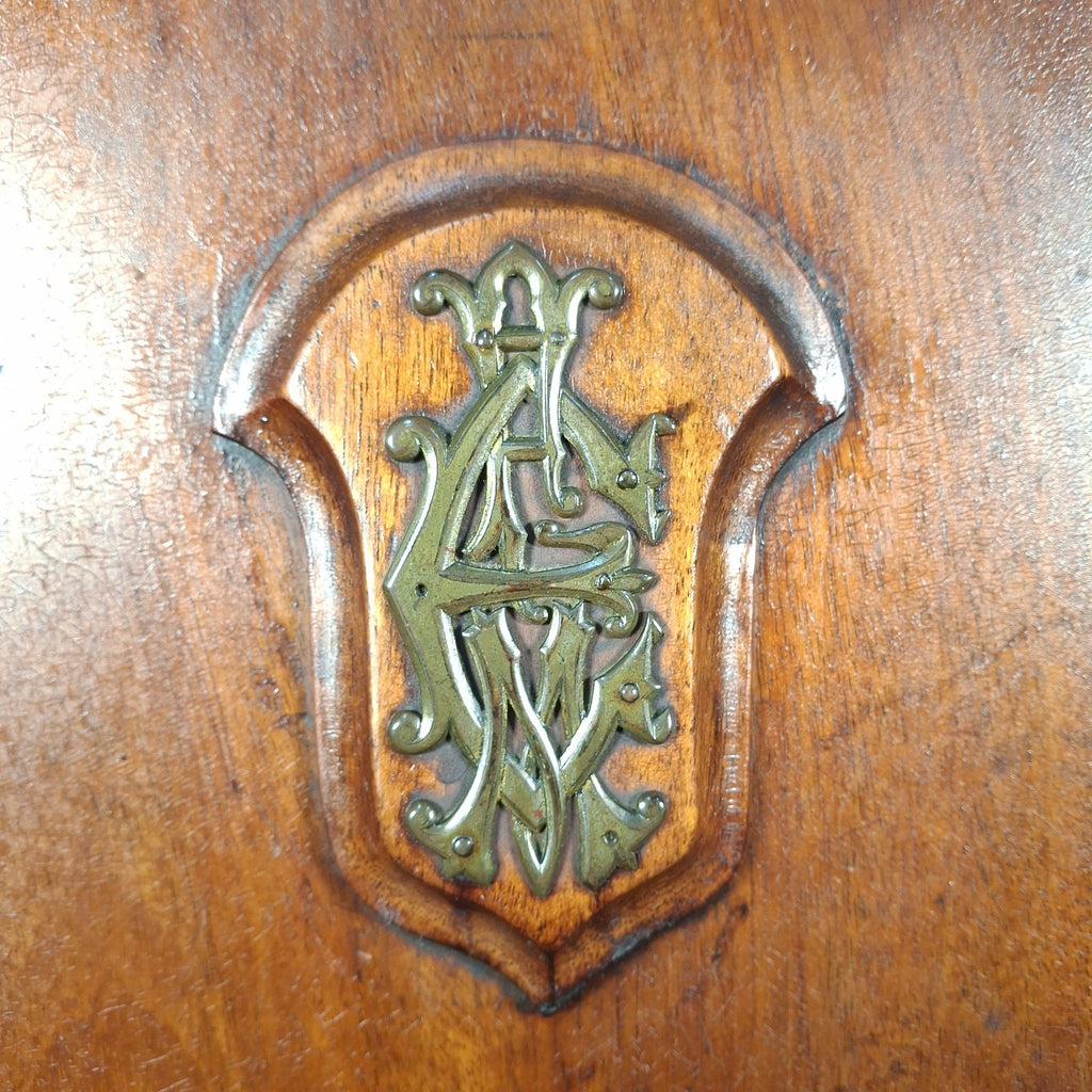 Victorian Mahogany Shield Back Chair | Brass Monogram | Antique | Previously Repaired | Used