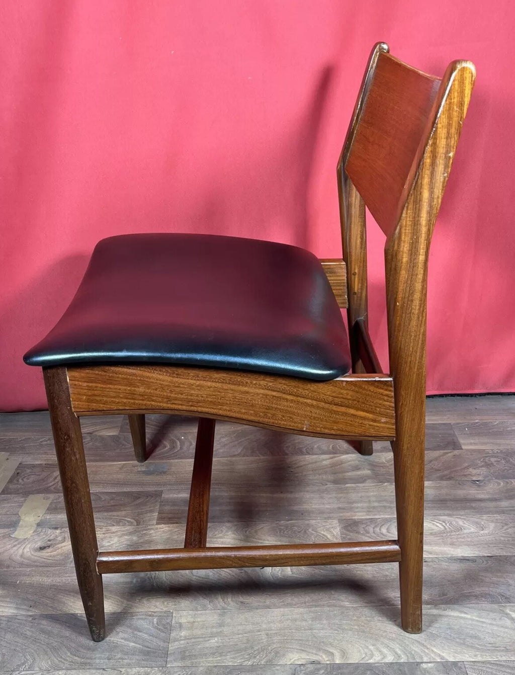 Glostrup Møbelfabrik Vintage Teak & Skai Chair | Danish 1960s Mid-Century | Black Vinyl | Used