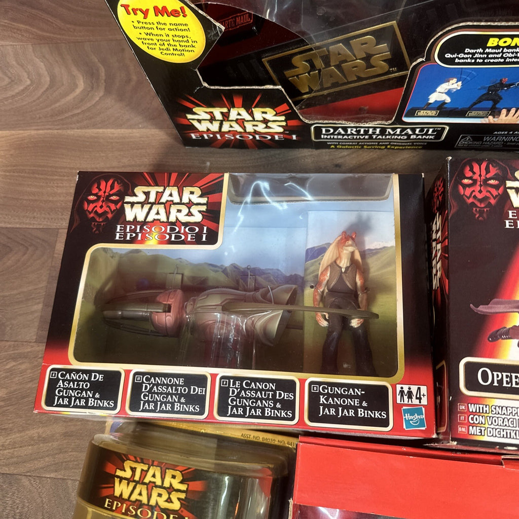 Star Wars Episode 1 Boxed Toys Job Lot | Hasbro 1999 | Talking Banks, Figures & More | Used