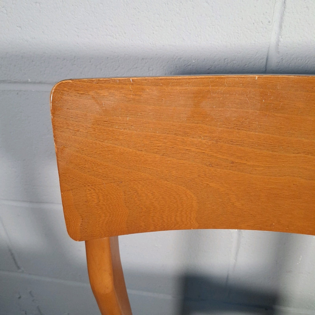 Vintage Mid-Century Modern Dining Chair | Teak-Tone Frame & Woven Seat | Used