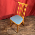Dining Chair Mid Century Blue Vinyl Seat Cushion Made In Romania PROP