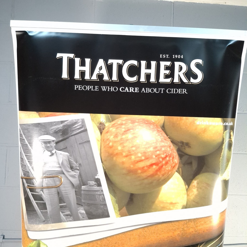 Thatchers Pull Up Advertisement Banner Retractable Display Man Cave