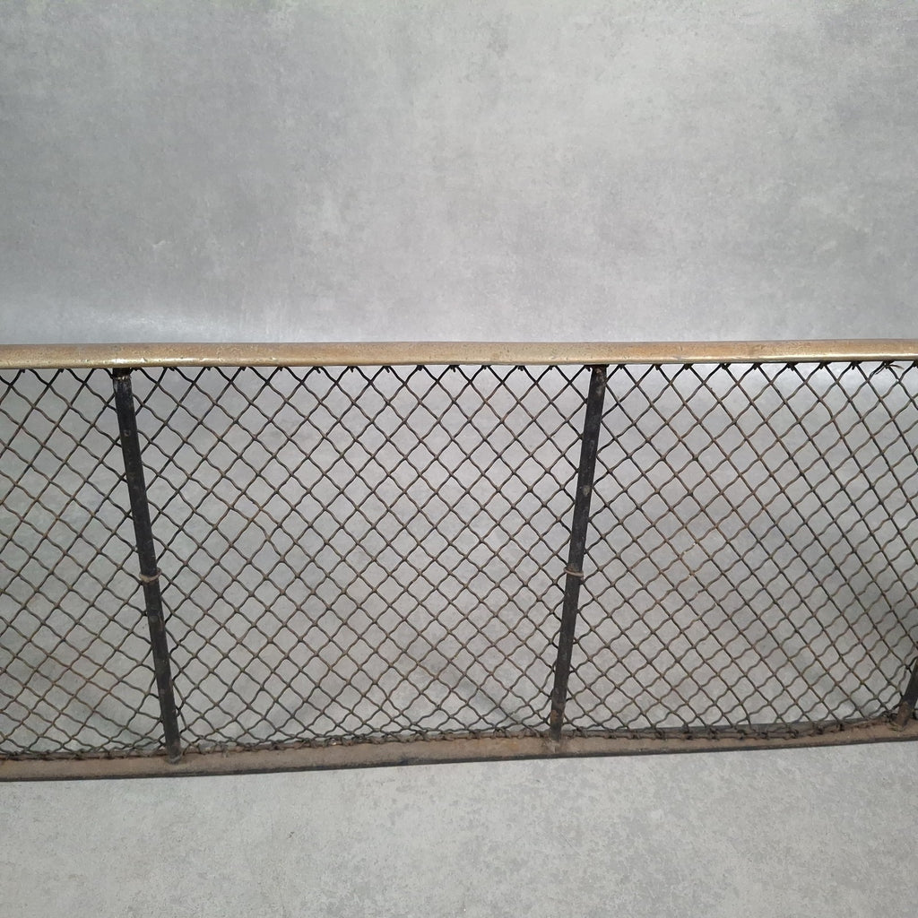 Antique 19th Century Nursery Spark Guard Brass Rim & Wire Mesh Fireplace Screen