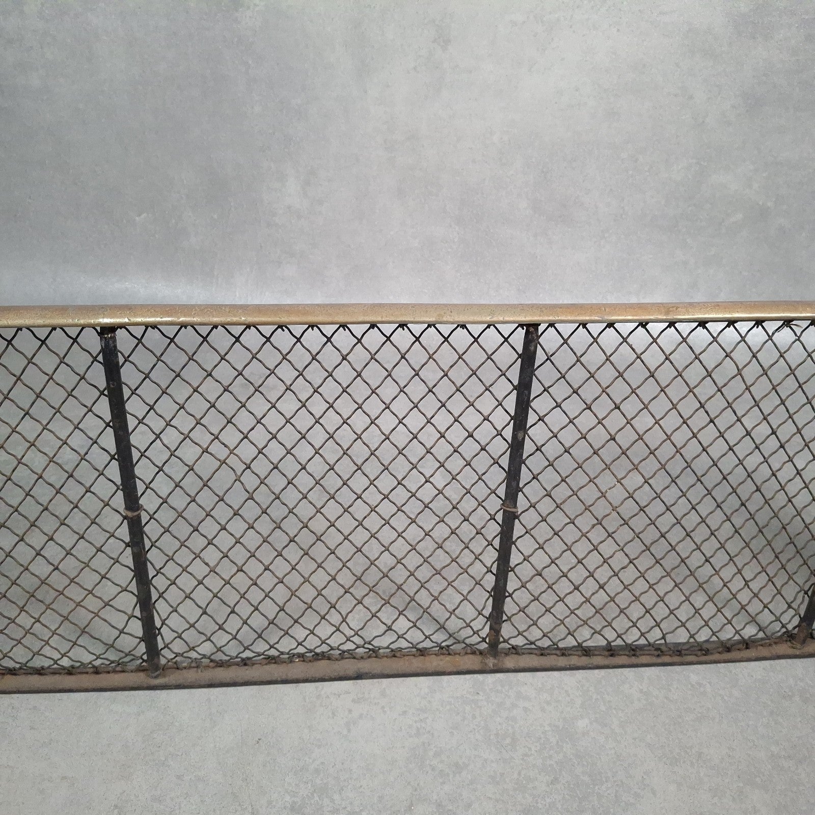 Antique 19th Century Nursery Spark Guard Brass Rim & Wire Mesh Fireplace Screen