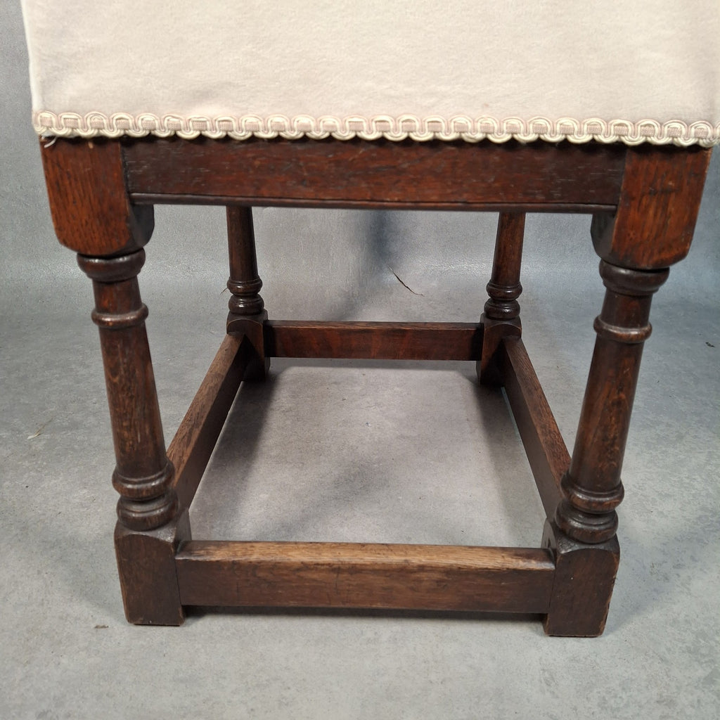 Parker Knoll Vintage Upholstered Footstool Ottoman Turned Legs Stool