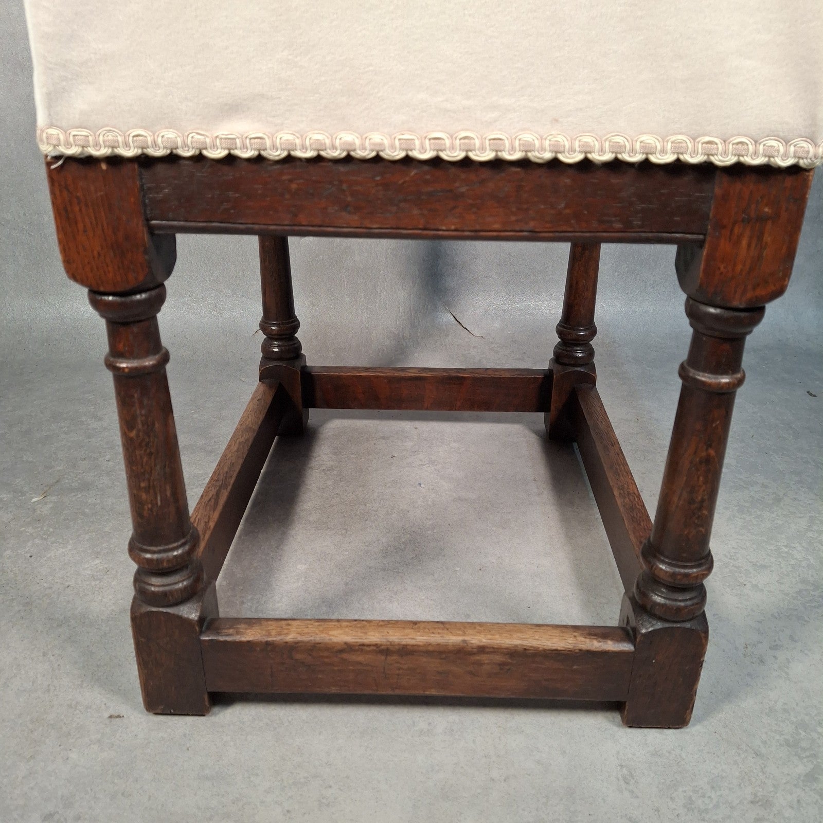 Parker Knoll Vintage Upholstered Footstool Ottoman Turned Legs Stool