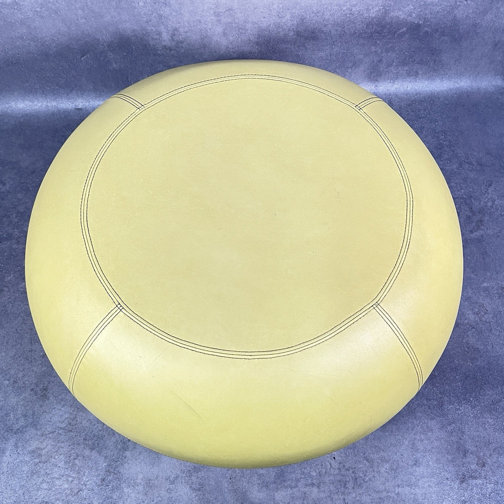 Allermuir A621 Commercial Pouf Ottoman | Yellow Vinyl | Furka Regal Silver | 2012 | Used