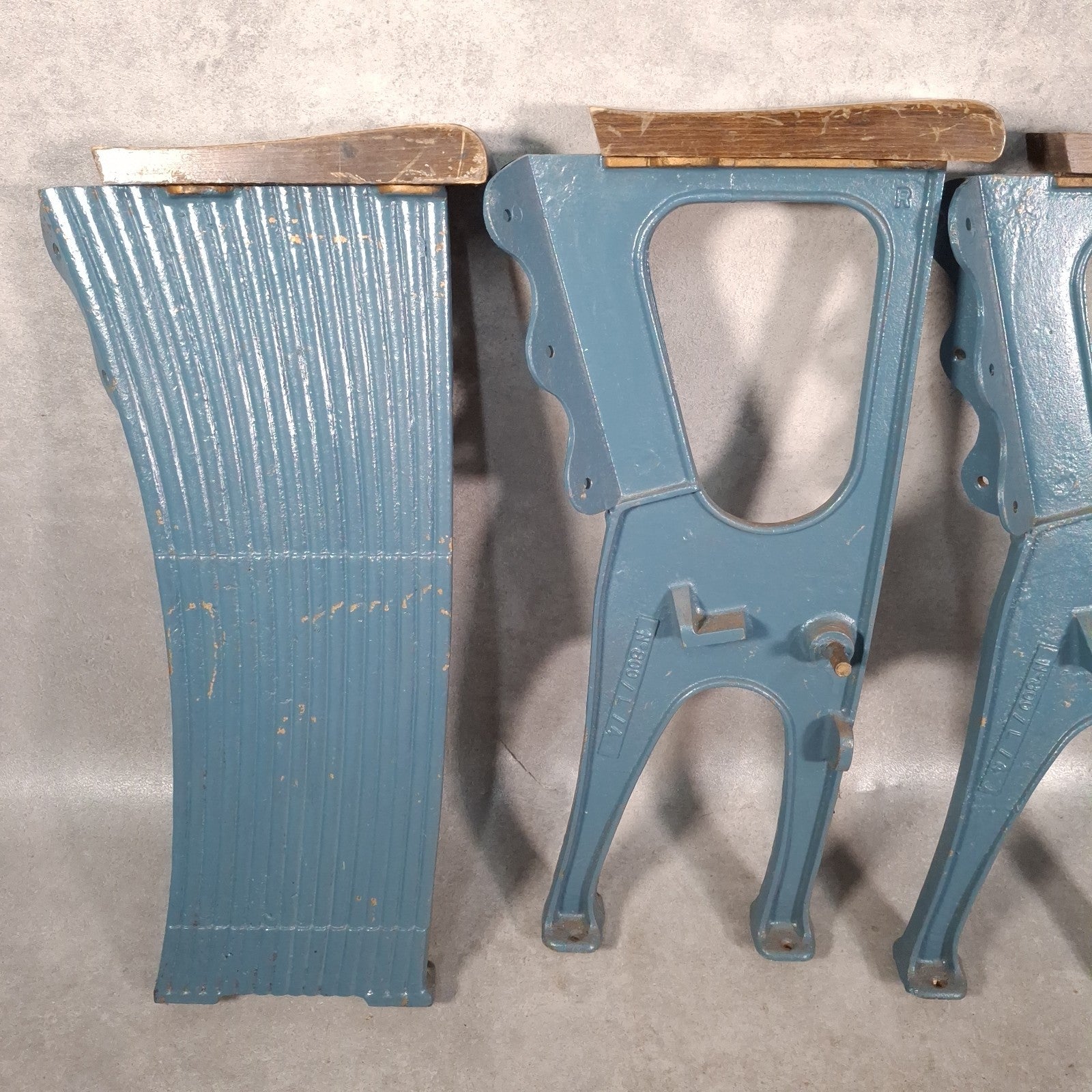 Vintage Art Deco Cinema Theatre Seats | Row of 3 Fold-Up Chairs | Red Fabric | Used