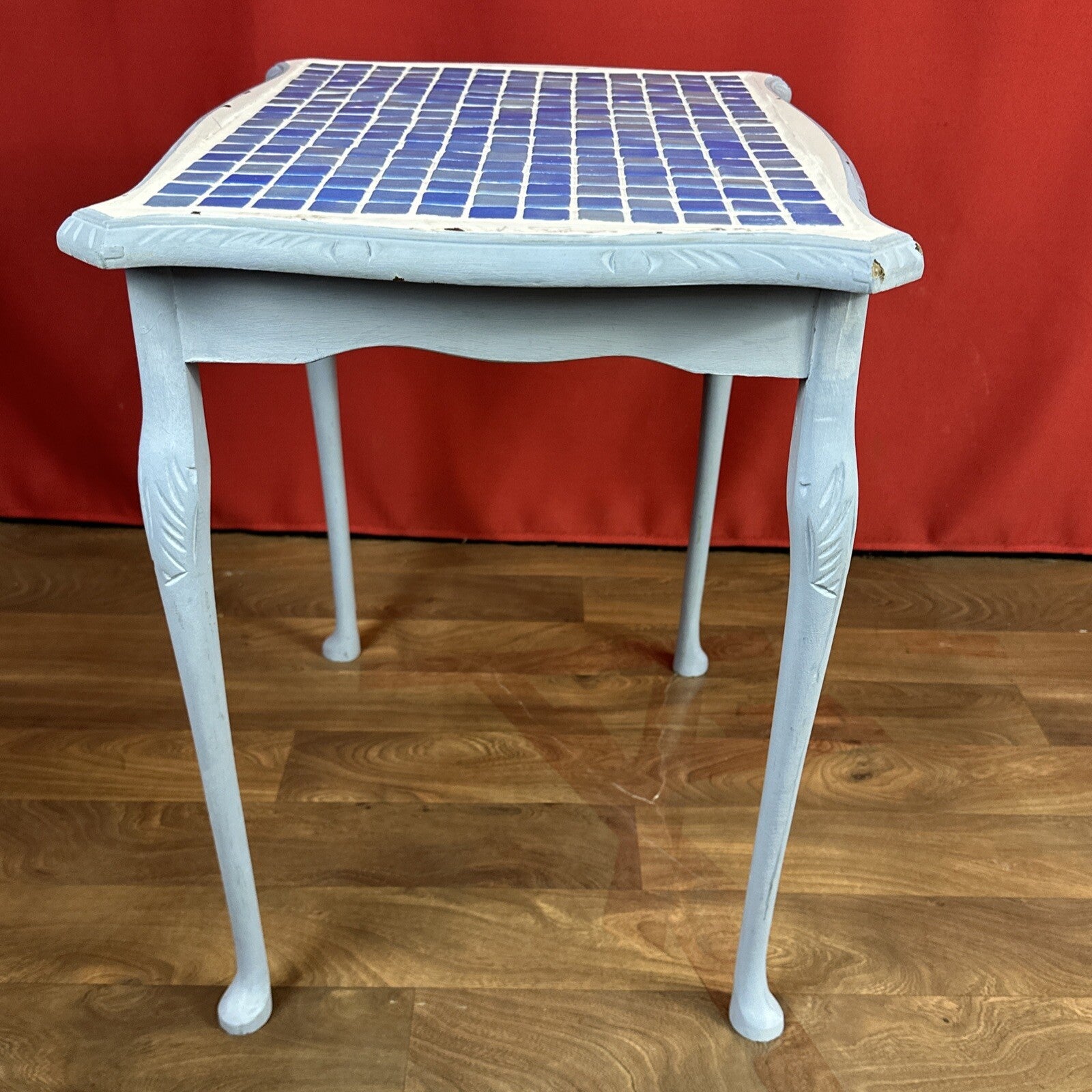 Tiled Top Mosaic Side Table Baby Blue Home Made Custom Table