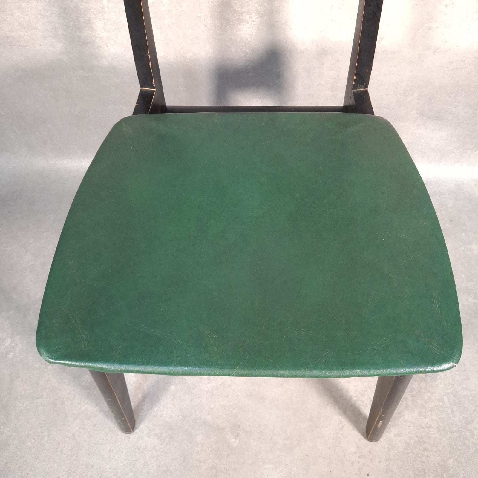 Vintage Mid-Century School Chair Green Vinyl Seat & Bent Ply Backrest MCM 60s