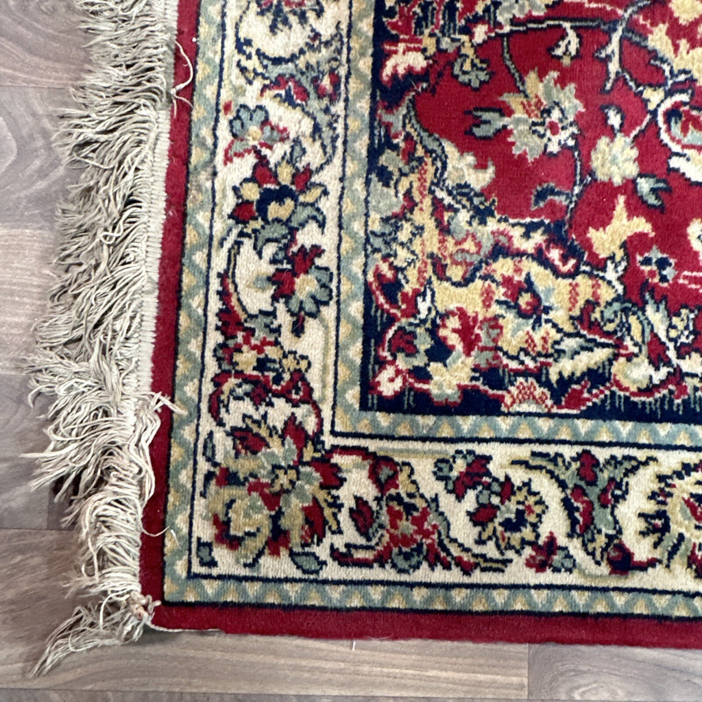 Louis de Poortere Kandahar Wool Rug - Red Traditional Persian Floral Design - 68x35" - Used
