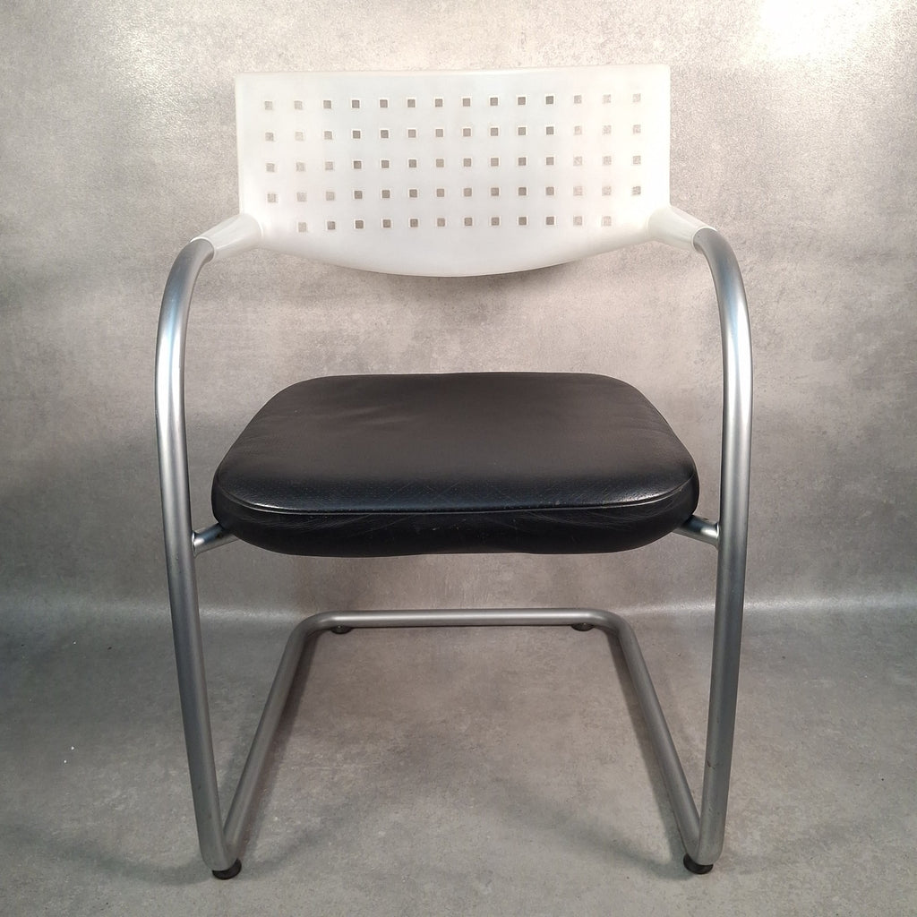 Vitra Visavis Visasoft Chair by Antonio Citterio Black Leather Modernist Design