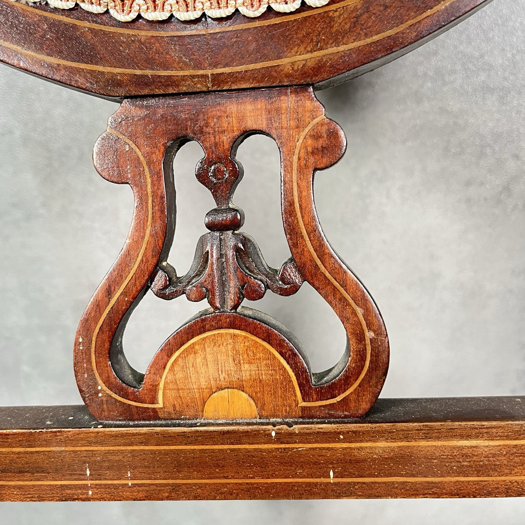 Bedroom Chair Edwardian Inlaid Mahogany Satinwood Fan Motif Detail c1900 Antique