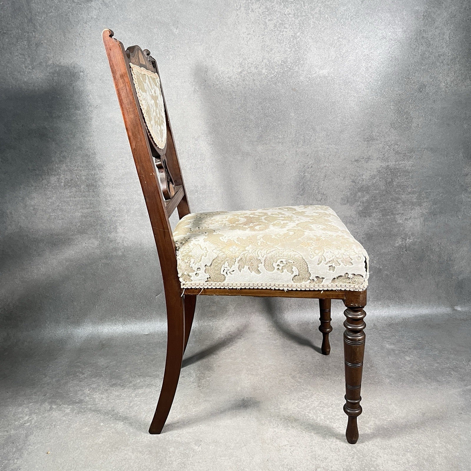Edwardian Inlaid Mahogany Dining Chair Satinwood Fan Motif Detail c1900 Antique