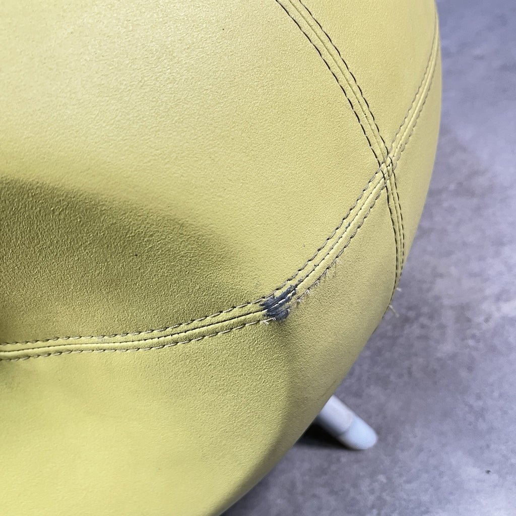 Allermuir A621 Commercial Pouf Ottoman | Yellow Vinyl | Furka Regal Silver | 2012 | Used