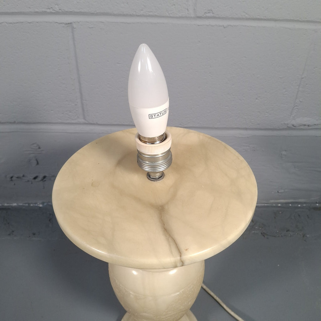 Vintage Alabaster Table Lamp with Matching Alabaster Shade | Mid-Century | Tested & Working | Used
