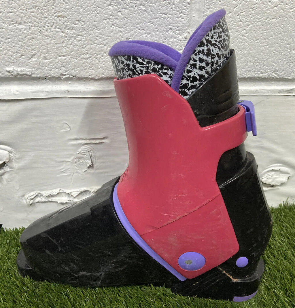 Munari Tech Color MS 22 Vintage 1990s Ski Boots - Black, Rubin & Violet - MP 25 / UK 6.5 - Made in Italy - Boxed