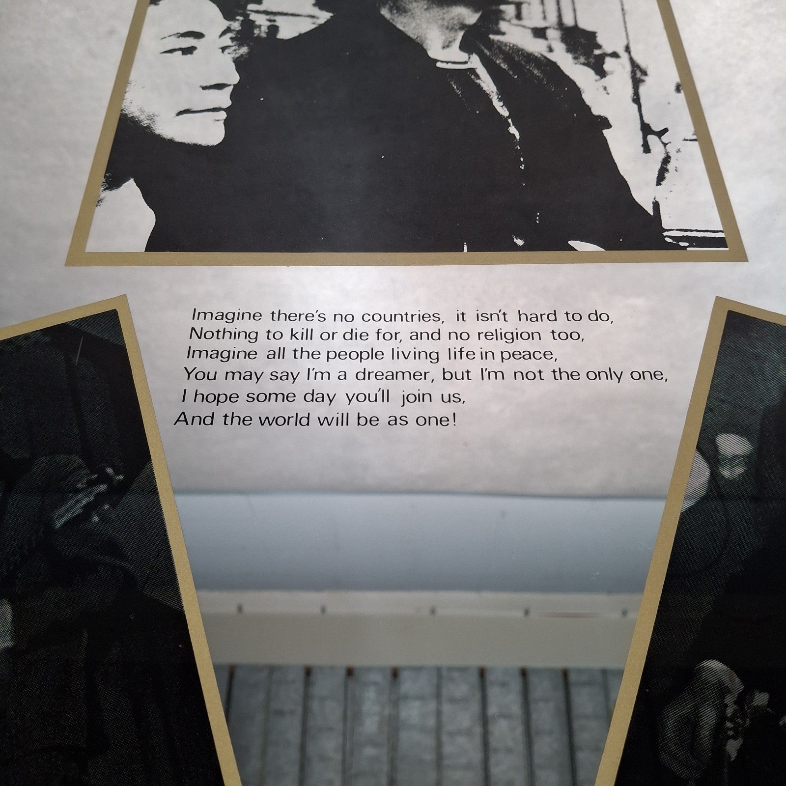 Vintage 1980s John Lennon 1940-1980 Large Framed Picture Mirror Imagine Lyrics