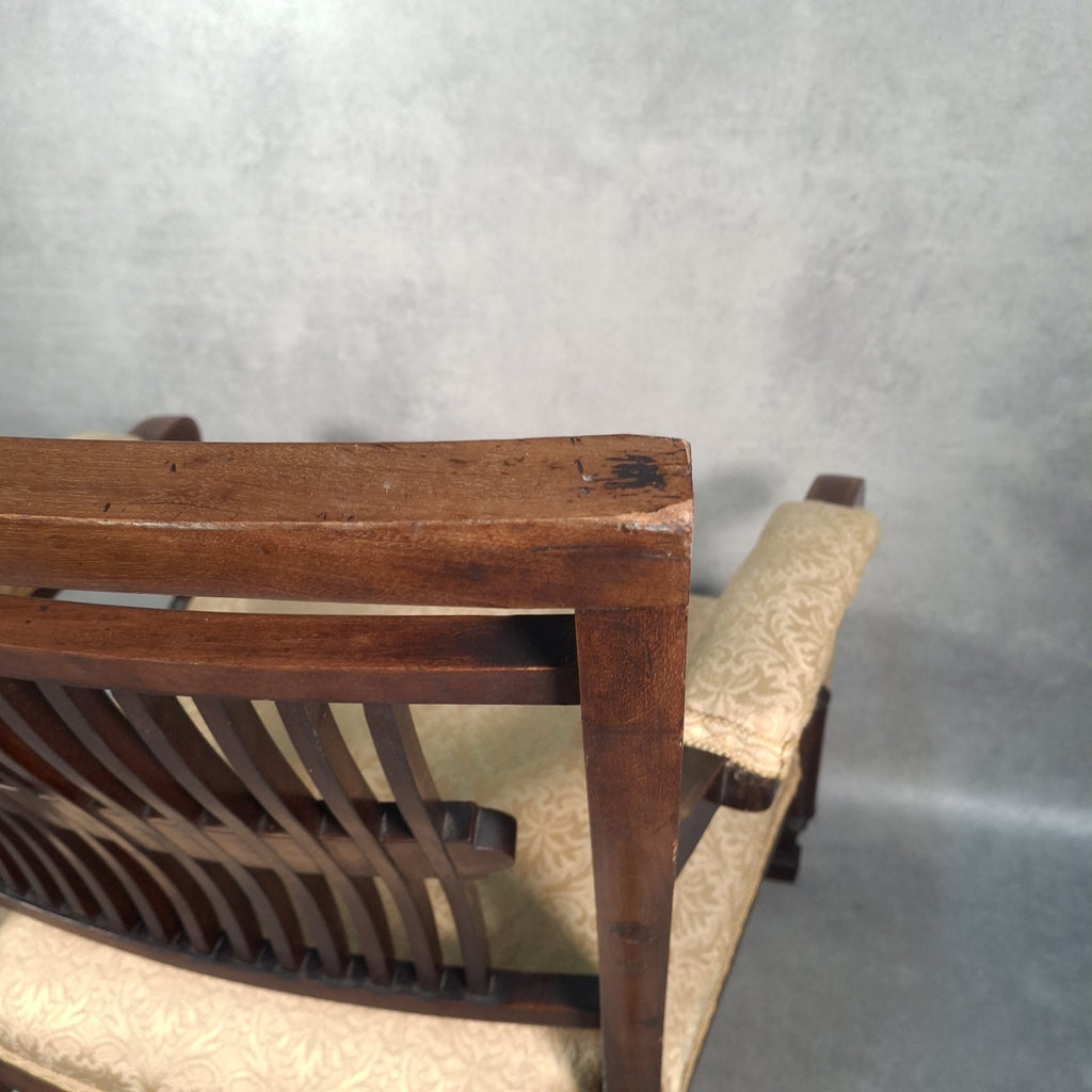Edwardian Mahogany Elbow Armchair | Inlaid Back | Cut-Down Legs | Restoration Project | Used