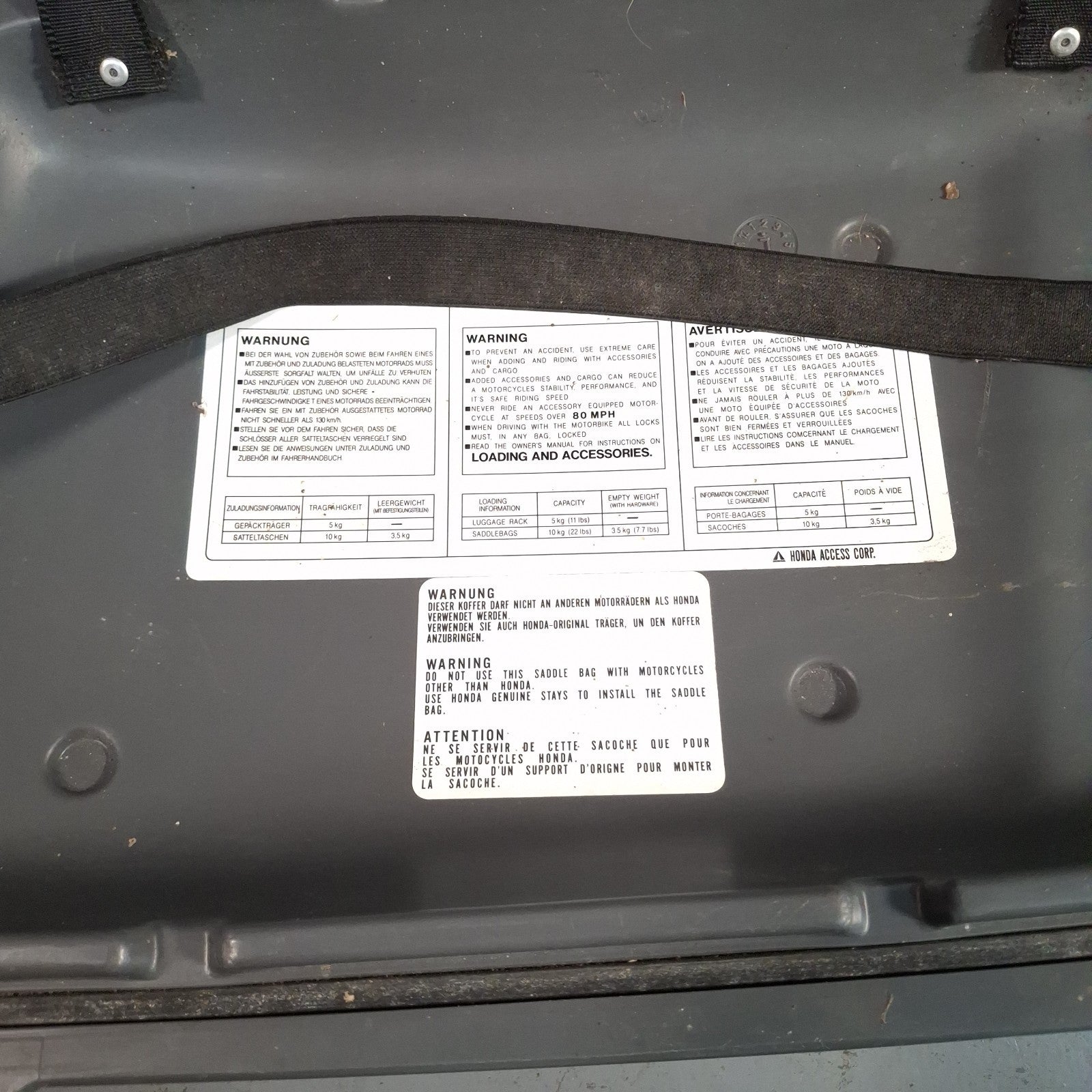 Honda OEM Hardshell Motorcycle Panniers | Believed CB750 Late 1990s-2000s | No Keys | Used