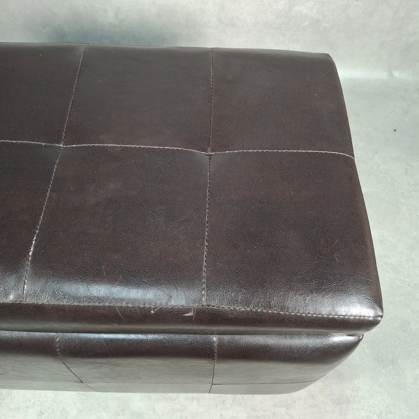 Brown Faux Leather Storage Ottoman Bench Seat Footstool Blanket Box Pouffe