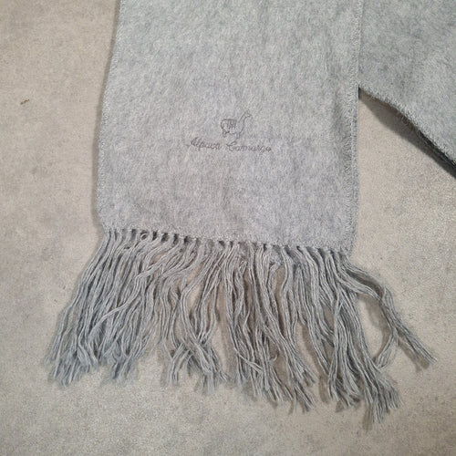 Alpaca Camargo Grey Brushed Alpaca Blend Tassel Fringe Scarf - Made in Peru - Pre-Owned