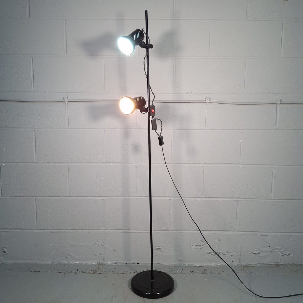 Adjustable Twin Spot Light Floor Standing Lamp Black Retro