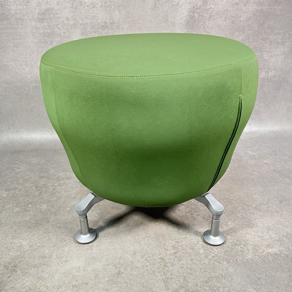 Orangebox Point-S Ottoman Footstool Pouffe - Green Fabric, Aluminium Legs, Used, UK Made 2012