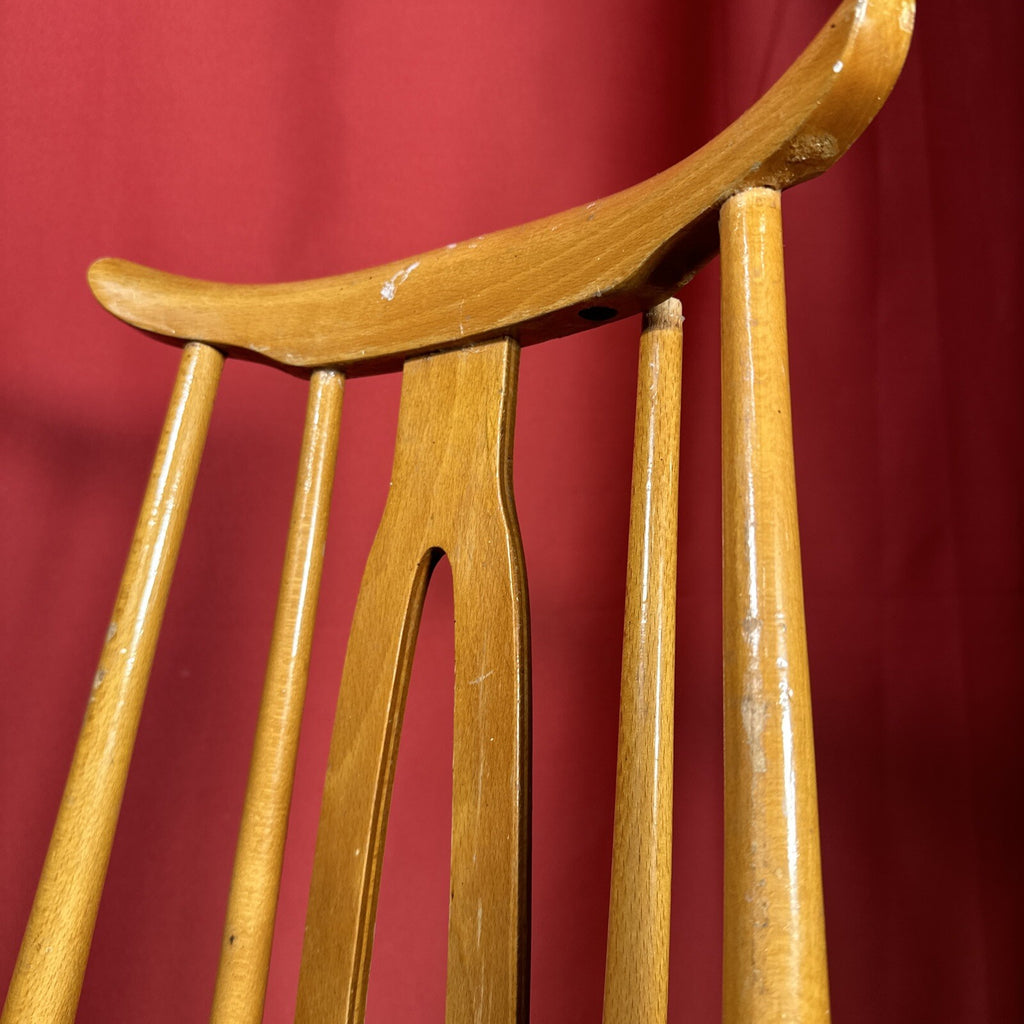 Dining Chair Mid Century Blue Vinyl Seat Cushion Made In Romania PROP