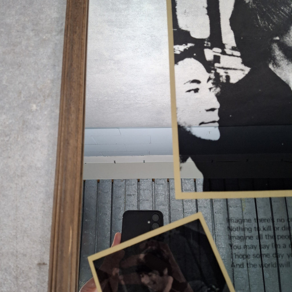 Vintage 1980s John Lennon 1940-1980 Large Framed Picture Mirror Imagine Lyrics