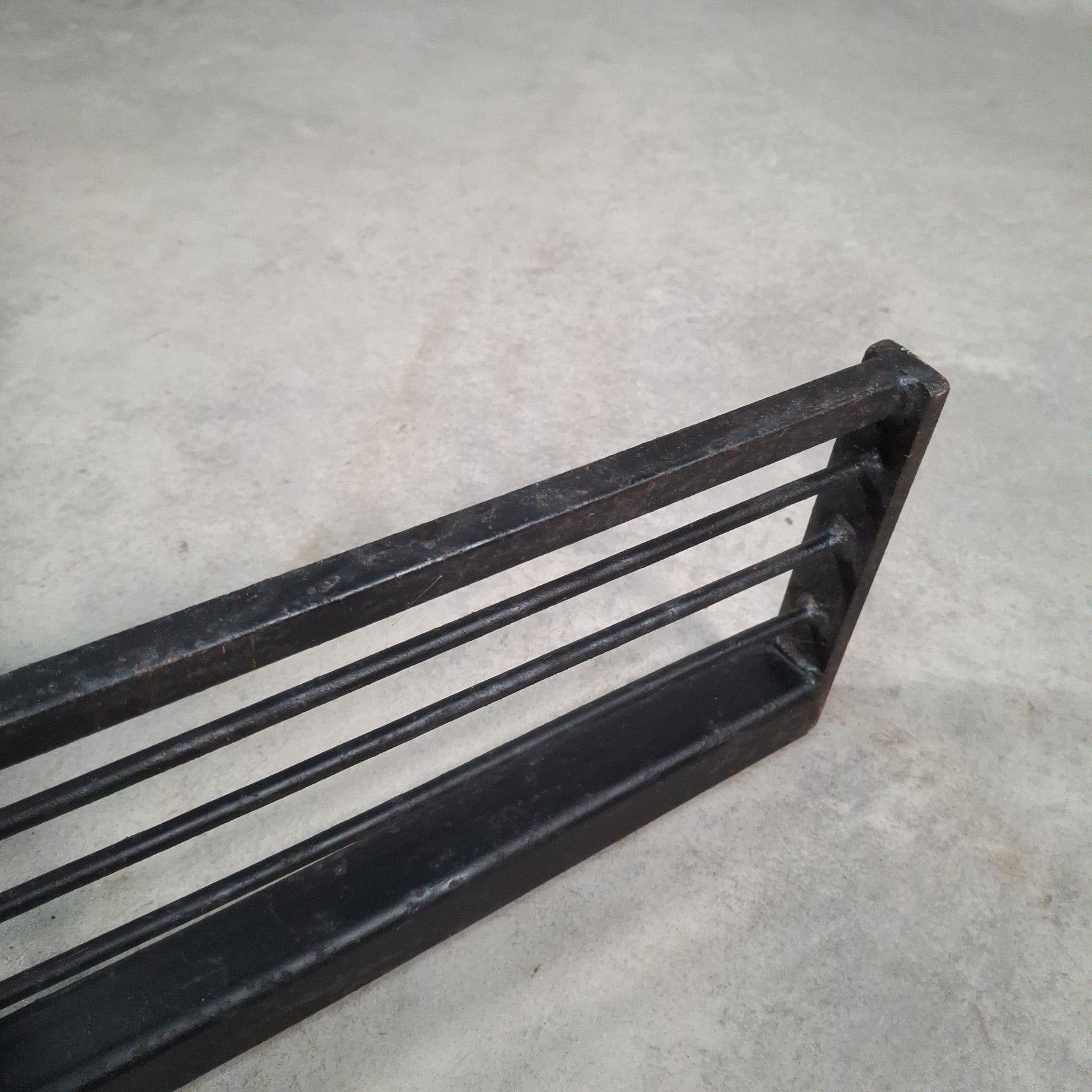 Vintage Black Metal Fireplace Fender | Hearth Kerb Guard | Wrought Iron Style | Used