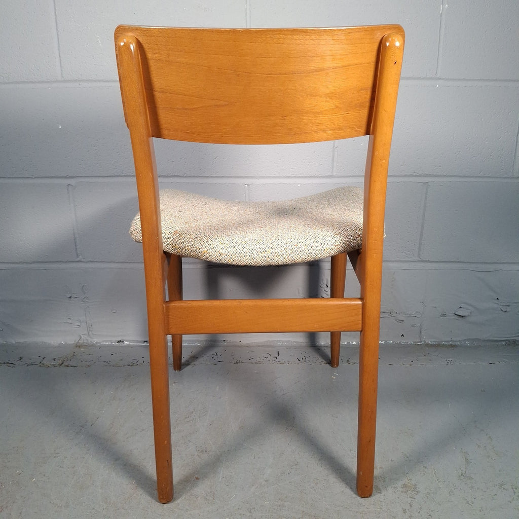 Vintage Mid-Century Modern Dining Chair | Teak Tone Wood & Woven Seat | Used | Previously Glued