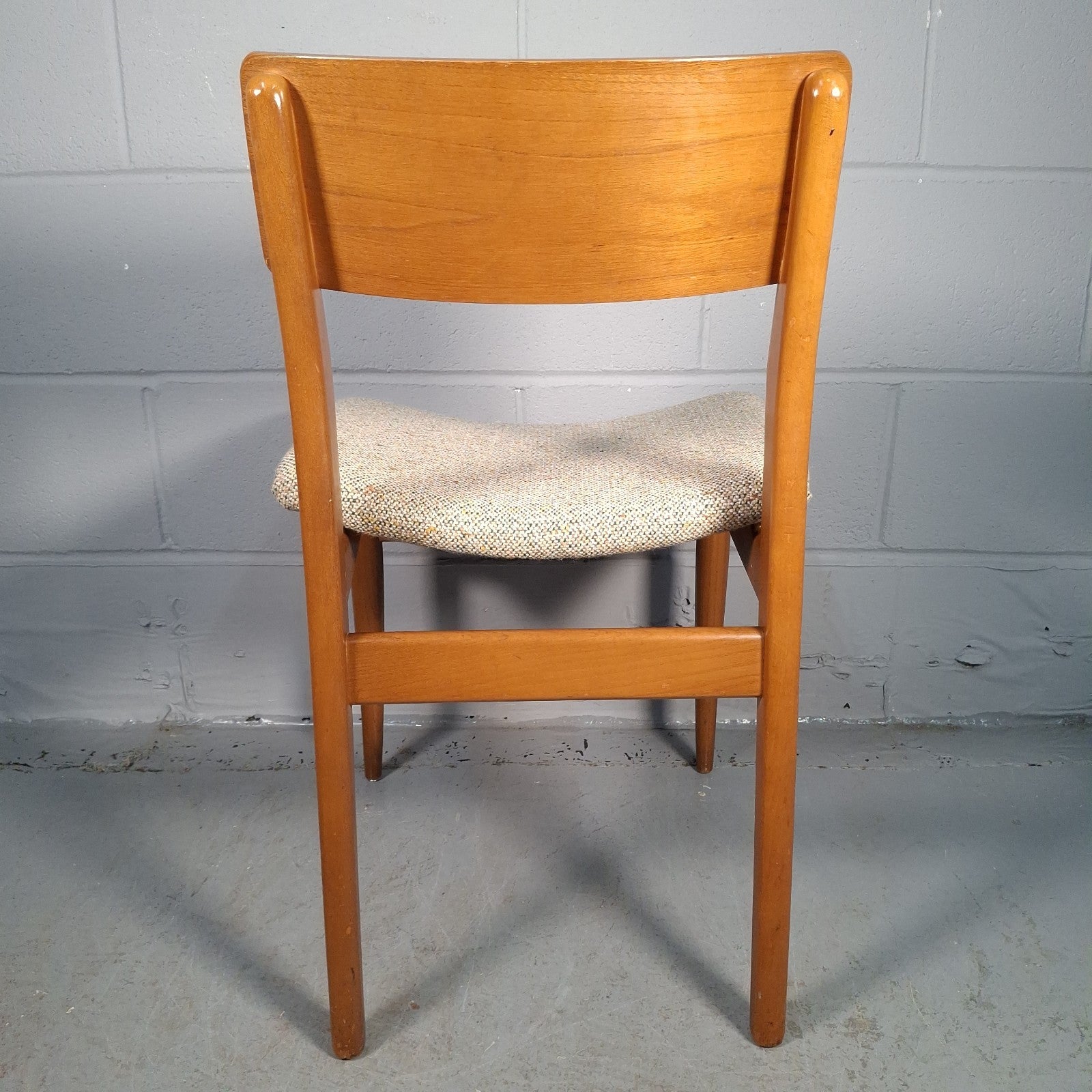Vintage Mid-Century Modern Dining Chair | Teak Tone Wood & Woven Seat | Used | Previously Glued