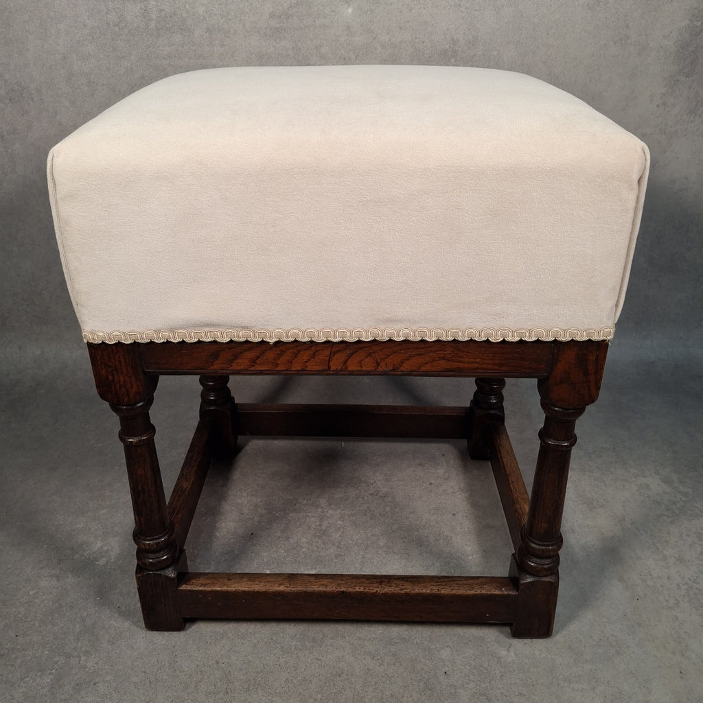 Parker Knoll Vintage Upholstered Footstool Ottoman Turned Legs Stool