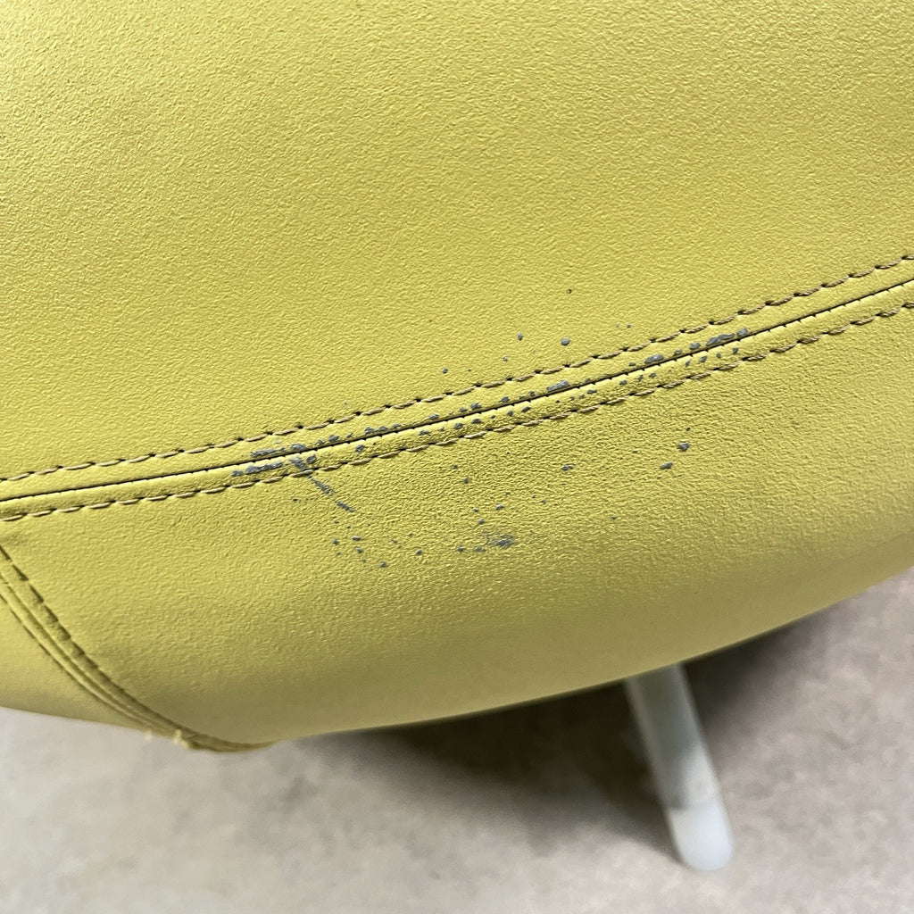 Allermuir A621 Pouf Ottoman | Yellow Vinyl | Furka Regal Silver Frame | 2012 | Commercial Grade | Used