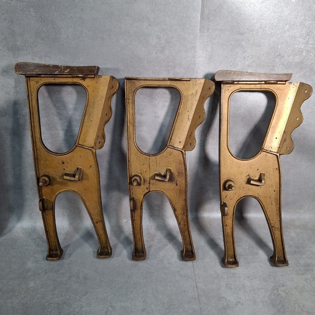 Vintage Art Deco Cinema Theatre Seats | Row of 2 Fold-Up Chairs | Red Fabric | Missing Armrest | Used
