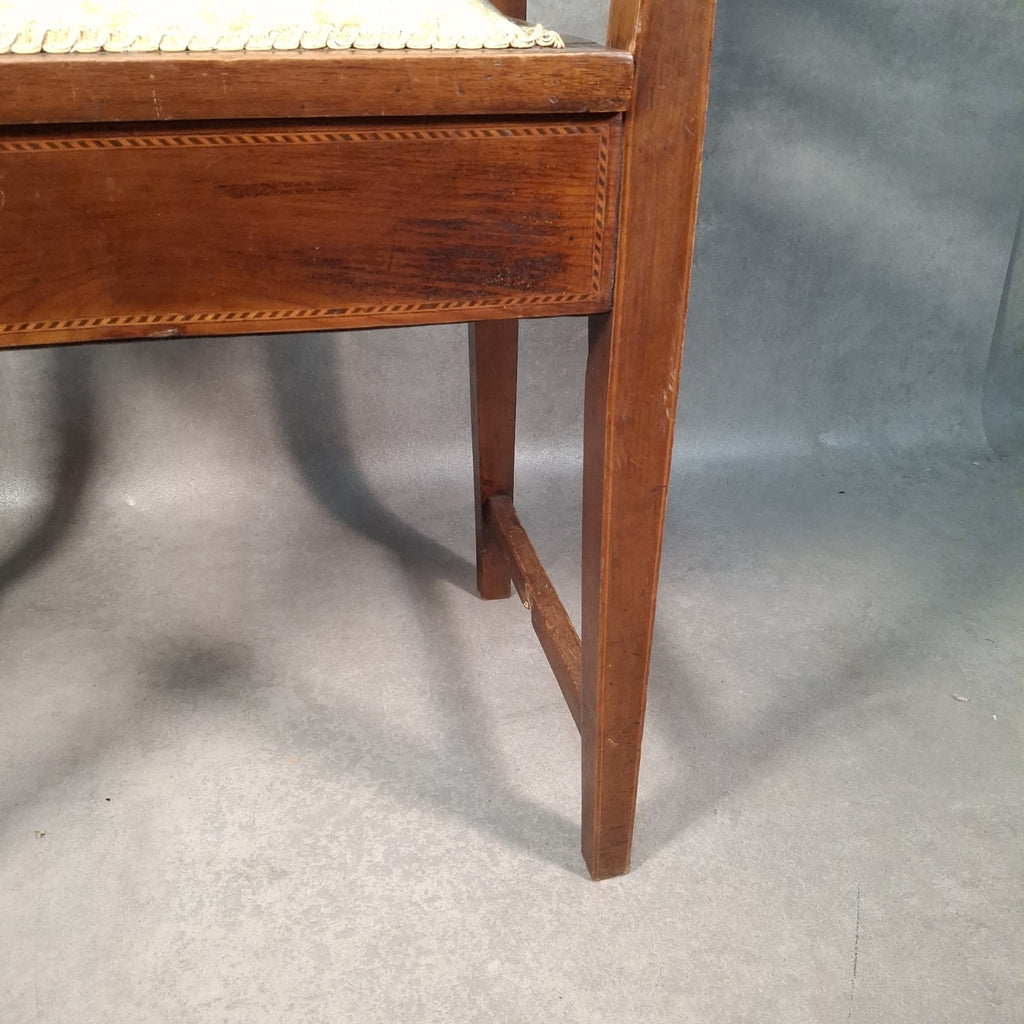 Piano Vanity Table Stool Wooden with Storage Upholstered Seat Mid Century