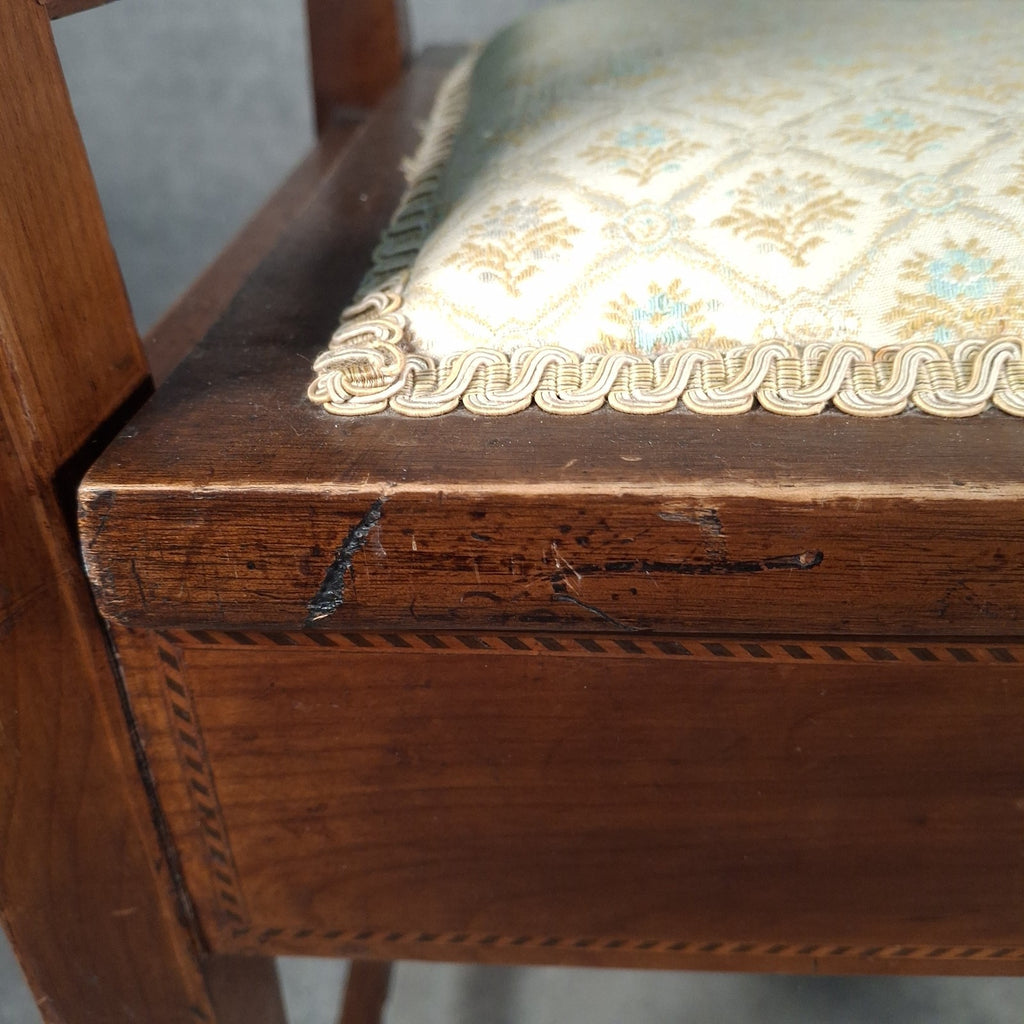 Piano Vanity Table Stool Wooden with Storage Upholstered Seat Mid Century