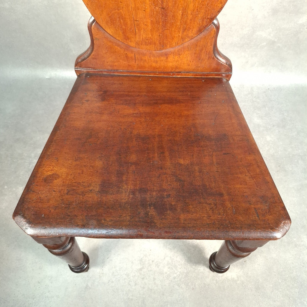 Victorian Mahogany Shield Back Chair | Brass Monogram | Antique | Previously Repaired | Used