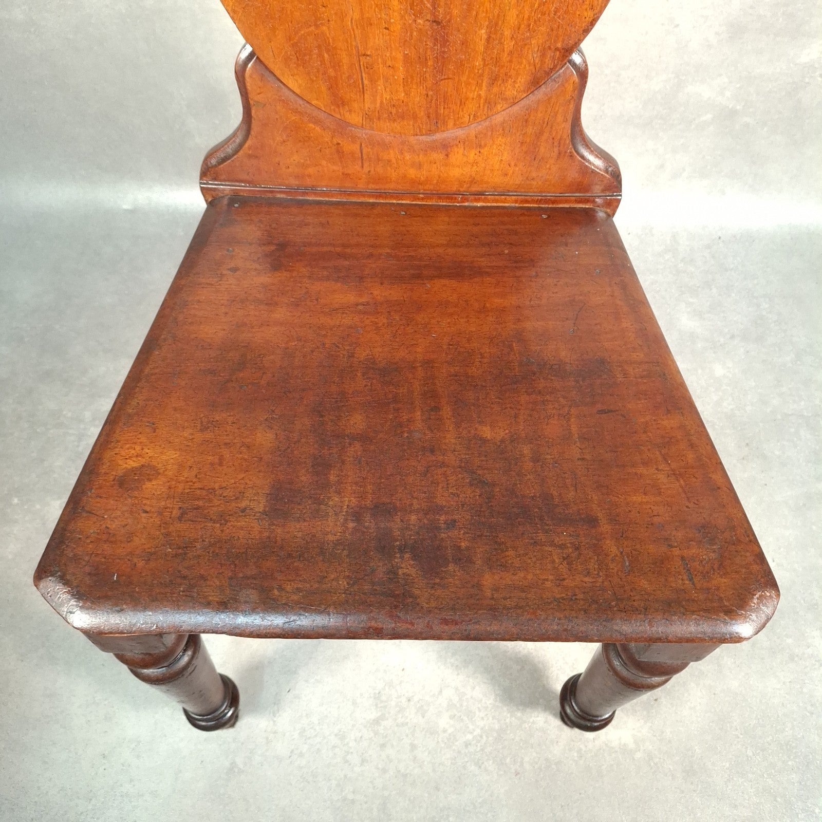 Victorian Mahogany Shield Back Chair | Brass Monogram | Antique | Previously Repaired | Used