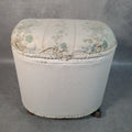 Vintage Lloyd Loom Style Storage Ottoman with Padded Floral Seat on Castors – Blanket Box