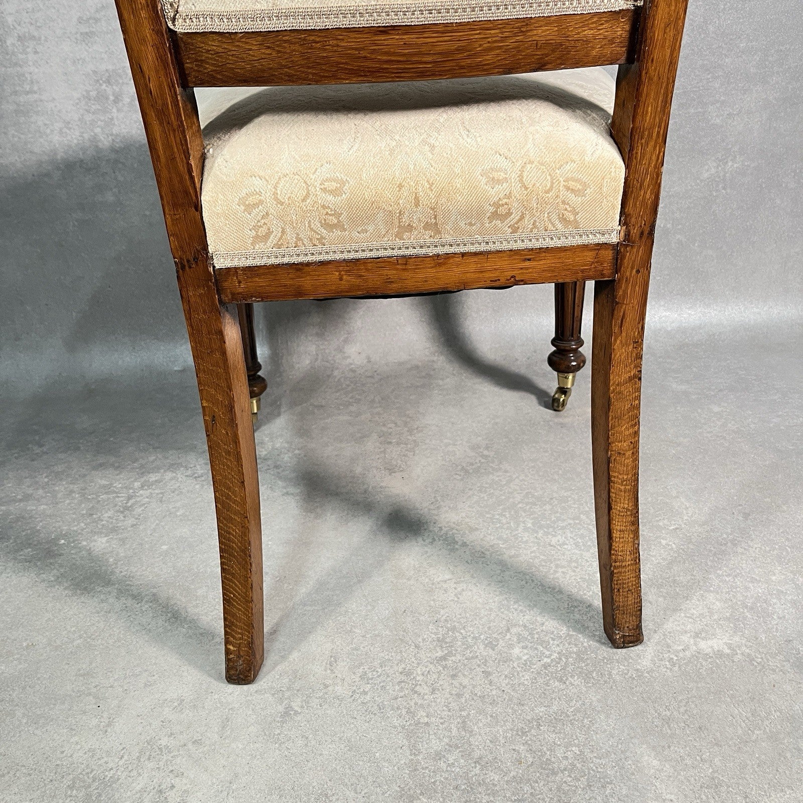 Victorian Scroll Back Mahogany Dining Chair | c.1880 | Brass Castors | Antique | Used