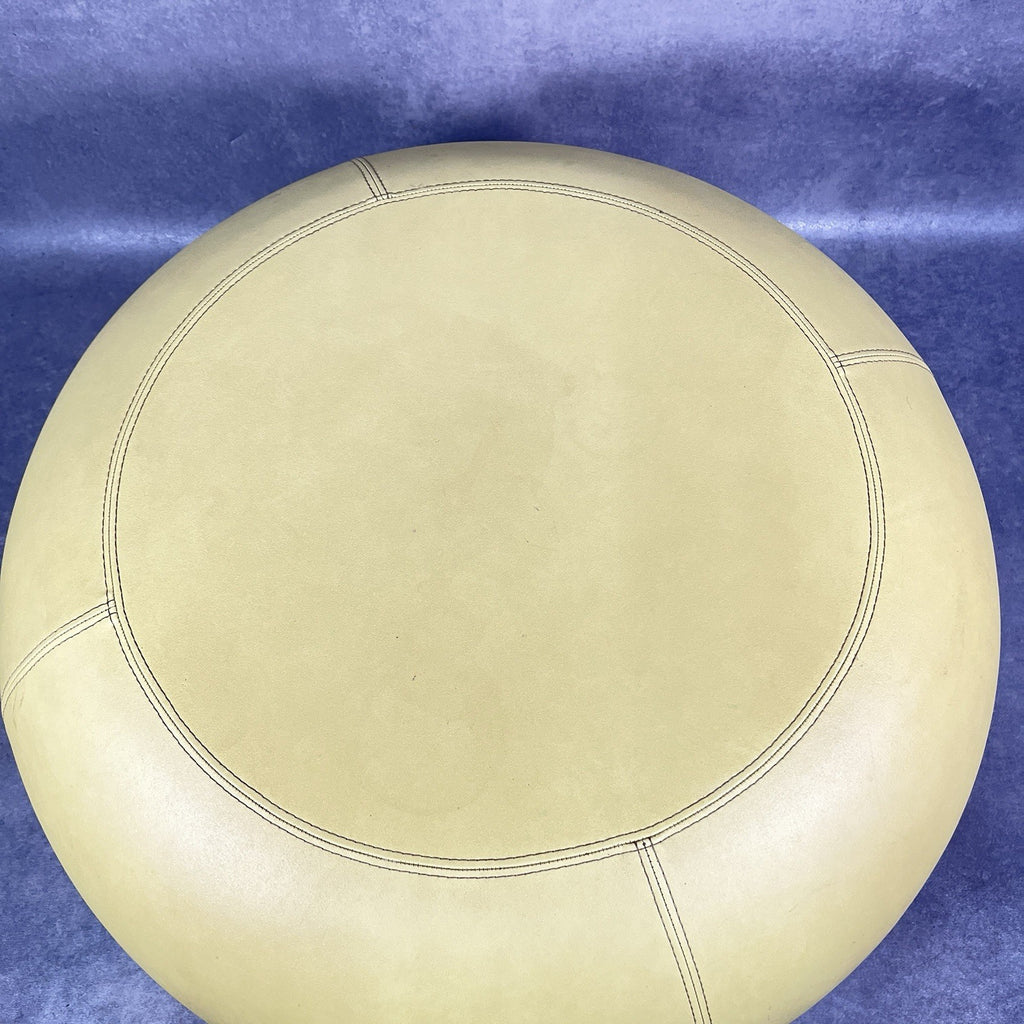 Allermuir A621 Pouf Ottoman | Yellow Vinyl | Furka Regal Silver Frame | 2012 | Commercial Grade | Used