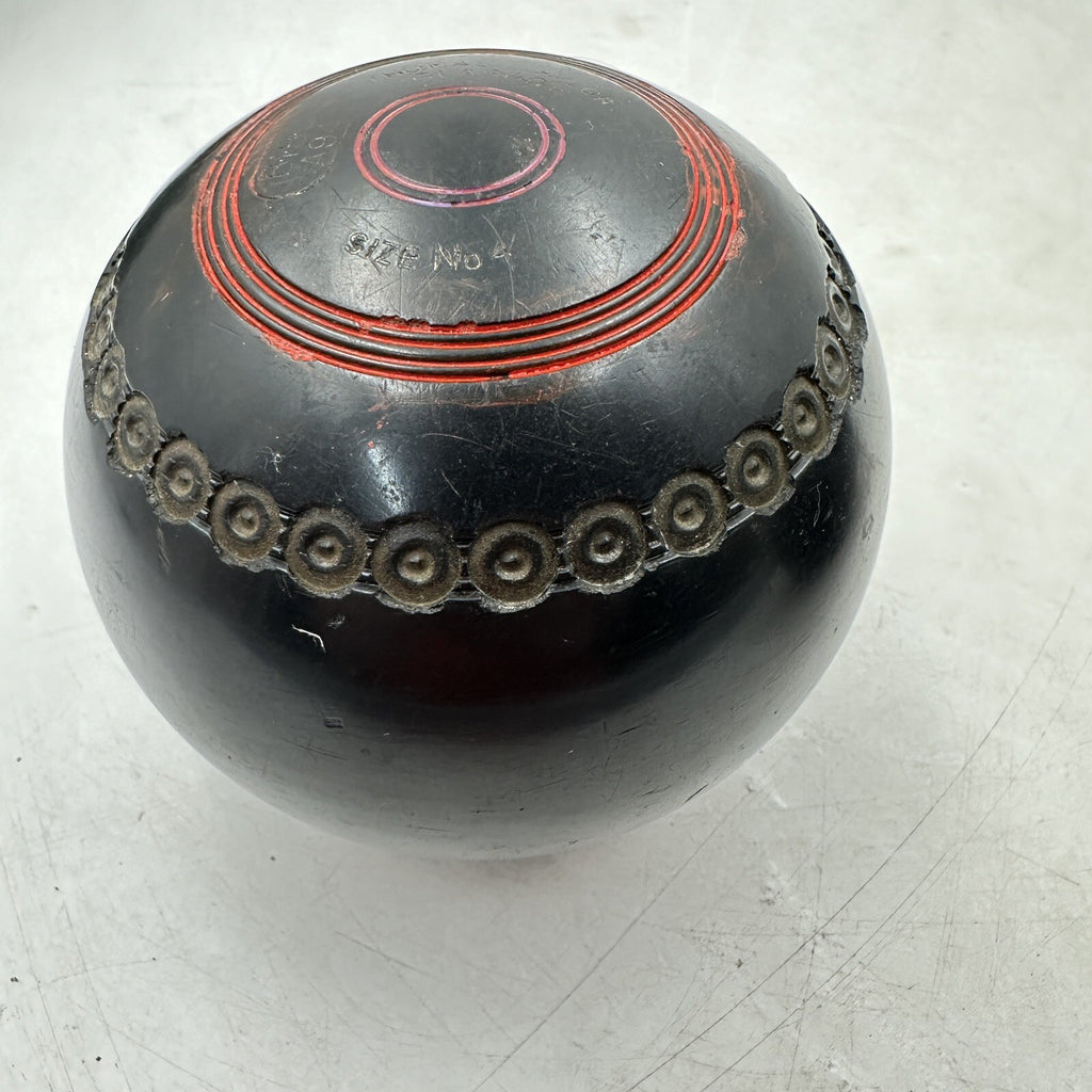 Thomas Taylor Lignoid Lawn Bowls - Size 4 - Pair - BCB Stamp - Made in England - With Carry Bag - Pre-Owned