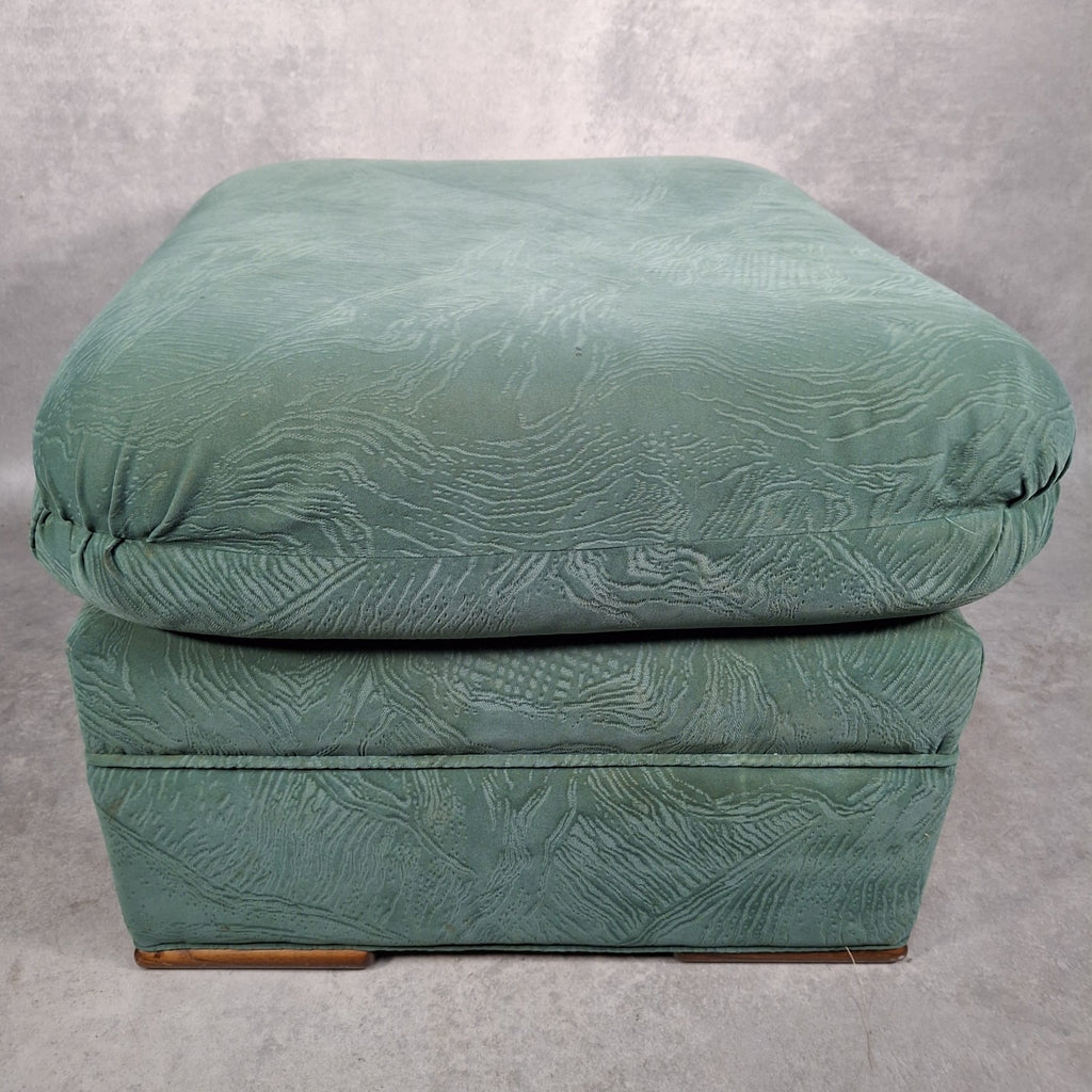 Vintage Roy Allen Upholstered Footstool | Green Velvet-Feel Fabric | 1980s | Made in England | Used