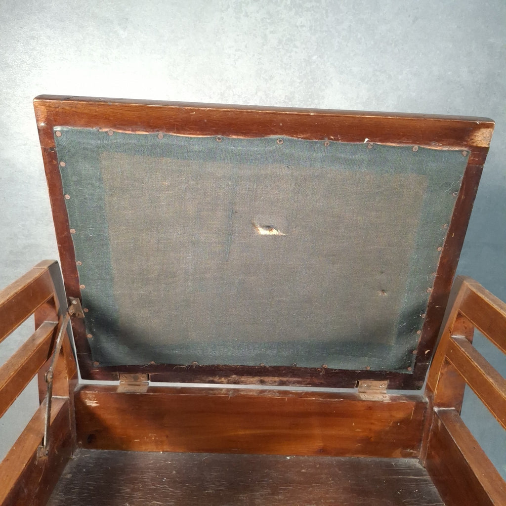 Piano Vanity Table Stool Wooden with Storage Upholstered Seat Mid Century