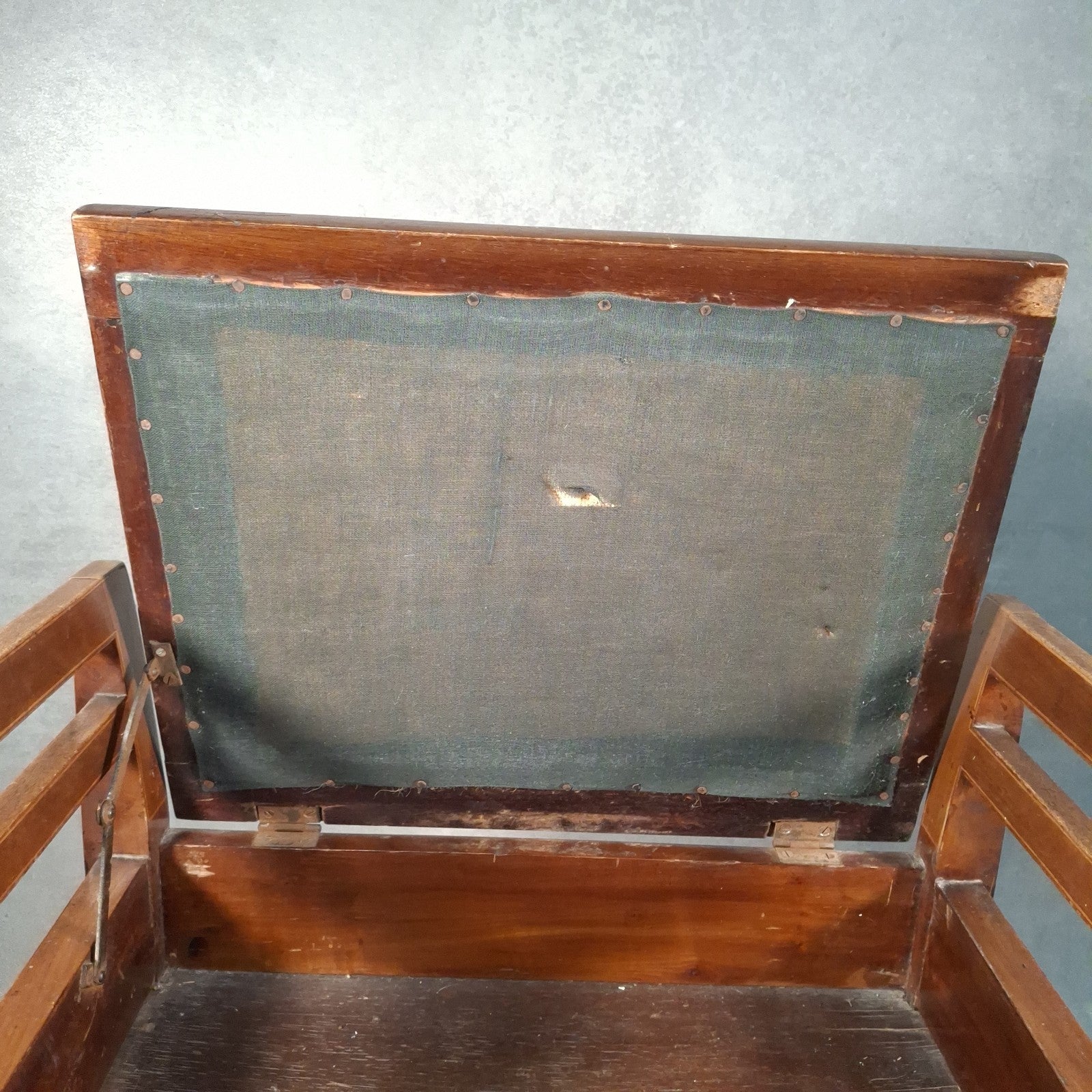 Piano Vanity Table Stool Wooden with Storage Upholstered Seat Mid Century