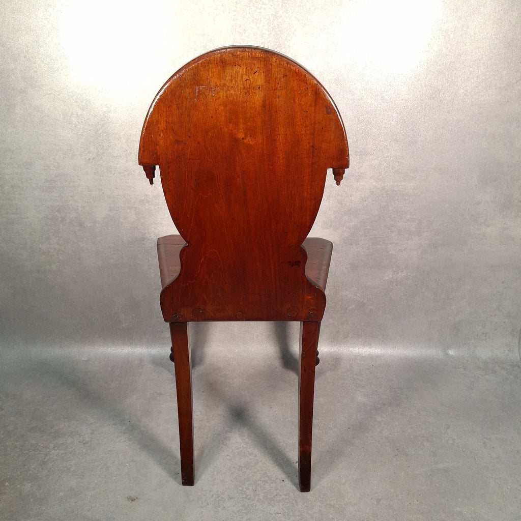 Victorian Mahogany Shield Back Chair With Brass Monogram Initials Antique