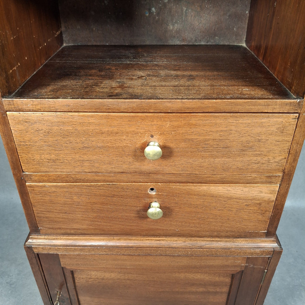 Antique Mahogany Side Cabinet Green Felt Drawer Early 20thC Smoker’s / Music VTG