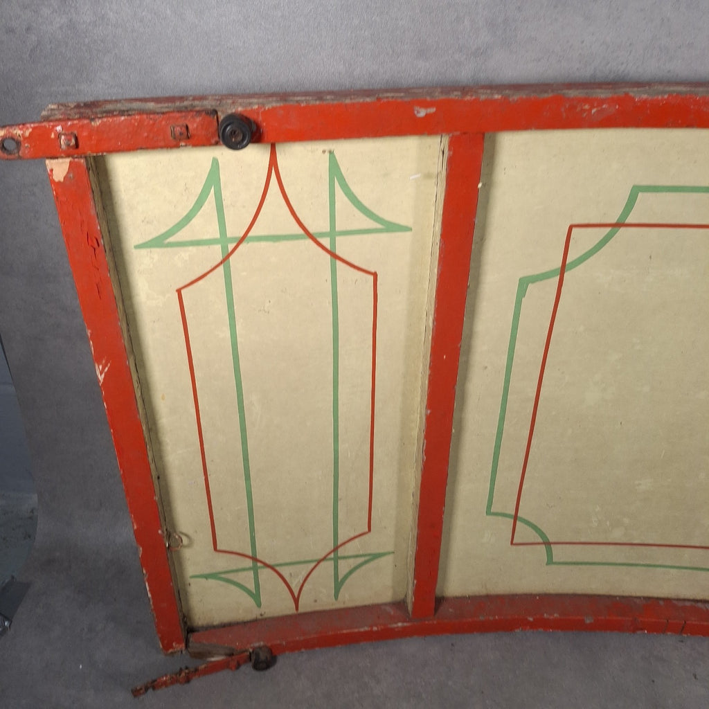 Antique Victorian Fairground Ride Panel | Hand-Painted Curved Timber | c.1890-1915 | Used
